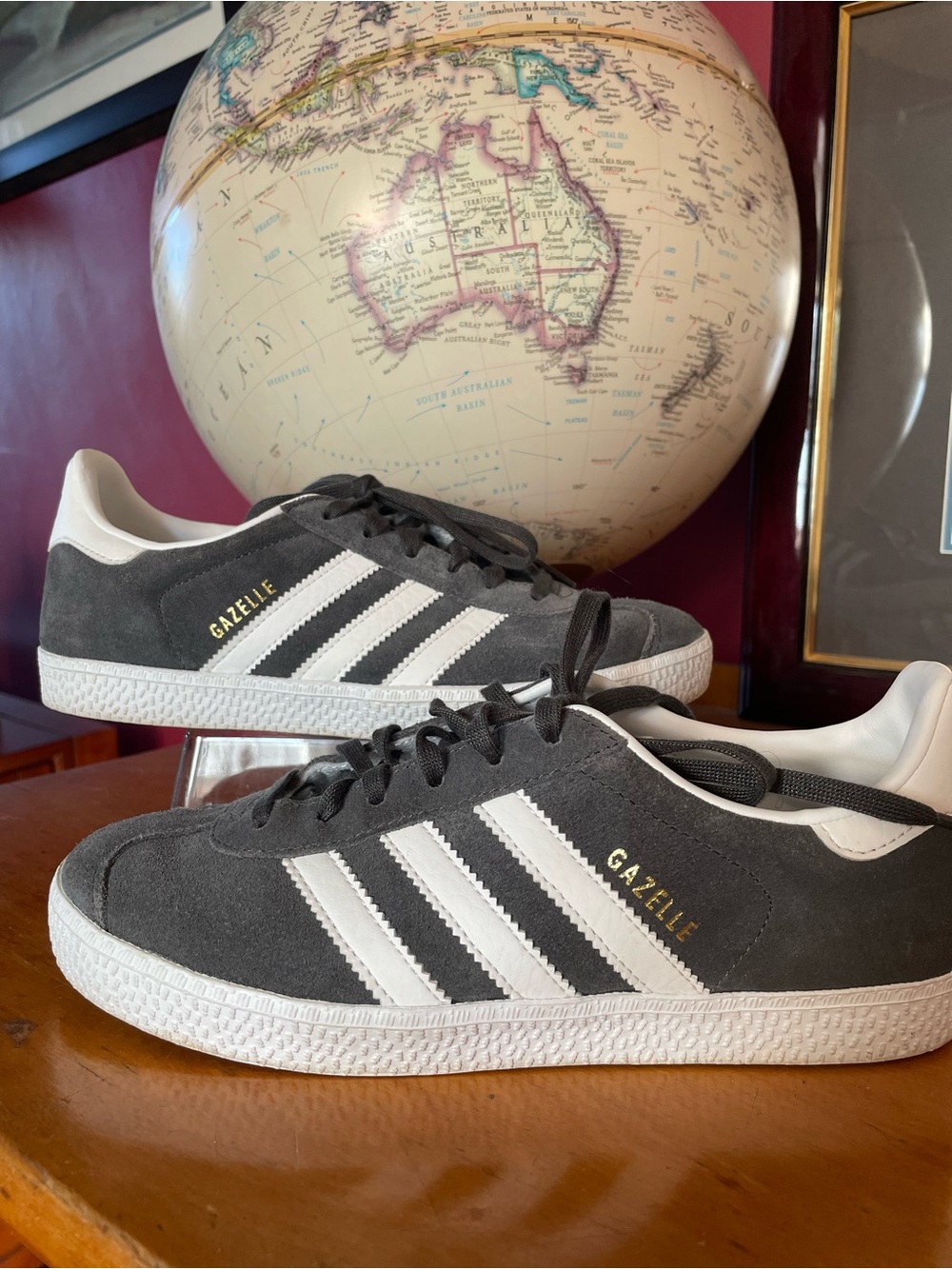 Adidas One-To-One Reissue of '91 Gazelle Grey Suede Sneakers with White Stripes